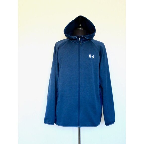 NEW! Under Armour Cold Gear Storm Fleece Lined Hooded Full Zip Jacket Blue 2XL - Picture 3 of 7